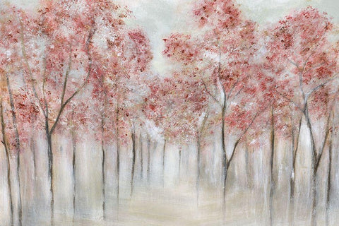 Blushing Spring White Modern Wood Framed Art Print with Double Matting by Tava Studios