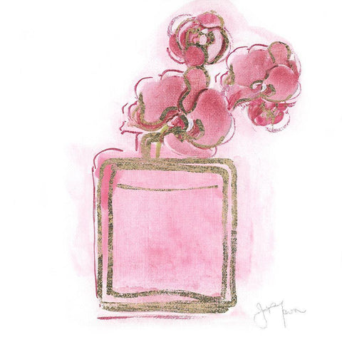 Golden Perfume I White Modern Wood Framed Art Print with Double Matting by Tava Studios
