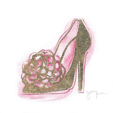 Golden Shoe II White Modern Wood Framed Art Print with Double Matting by Tava Studios