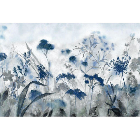 Inky Indigo White Modern Wood Framed Art Print by Tava Studios