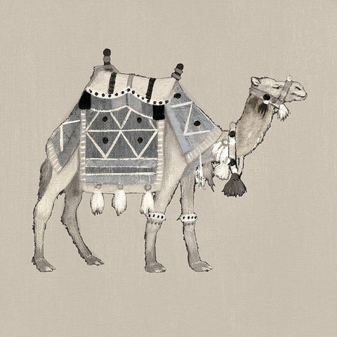 Exotic Camel I Black Modern Wood Framed Art Print with Double Matting by Tava Studios