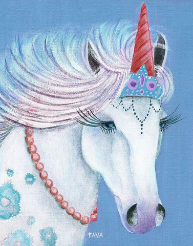 Unicorn I White Modern Wood Framed Art Print with Double Matting by Tava Studios