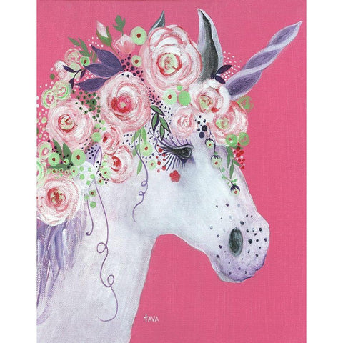 Unicorn II Black Modern Wood Framed Art Print with Double Matting by Tava Studios
