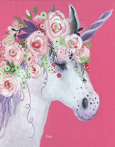 Unicorn II White Modern Wood Framed Art Print with Double Matting by Tava Studios