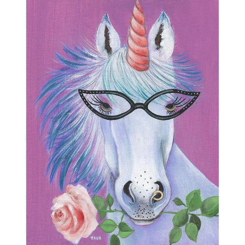 Unicorn III Gold Ornate Wood Framed Art Print with Double Matting by Tava Studios