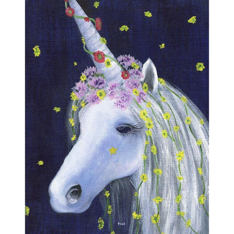 Unicorn IV Gold Ornate Wood Framed Art Print with Double Matting by Tava Studios