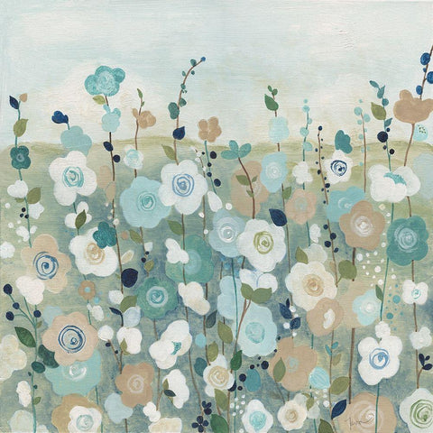 Whimsy Garden White Modern Wood Framed Art Print with Double Matting by Tava Studios