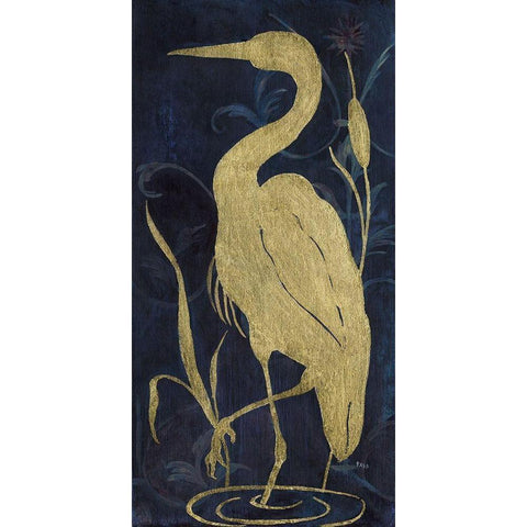 Egret On Indigo II White Modern Wood Framed Art Print by Tava Studios