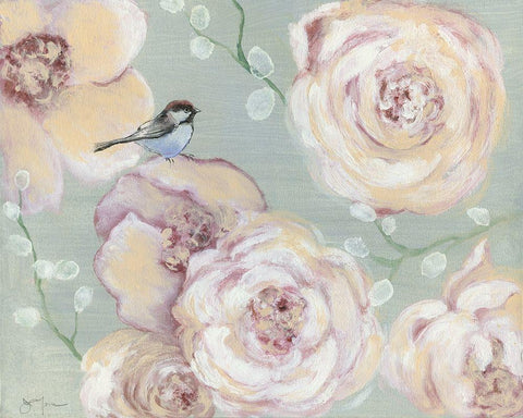 Blush Melody White Modern Wood Framed Art Print with Double Matting by Tava Studios