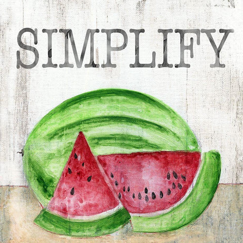 Watermelon Simplify White Modern Wood Framed Art Print with Double Matting by Tava Studios