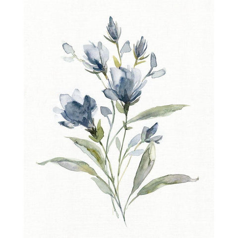 Linen Botanical Navy IV White Modern Wood Framed Art Print by Robinson, Carol