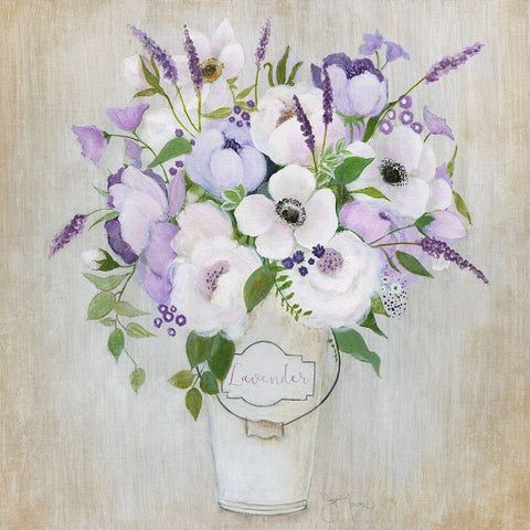 Lovely Lavender White Modern Wood Framed Art Print with Double Matting by Tava Studios