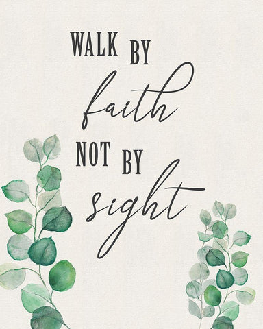 Walk By Faith White Modern Wood Framed Art Print with Double Matting by Tava Studios