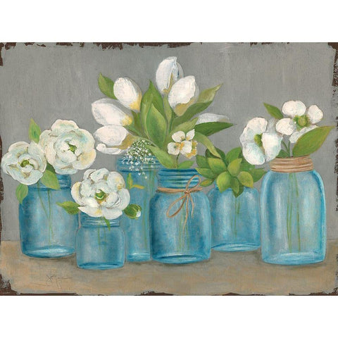 Mason Jar Still Life Black Modern Wood Framed Art Print with Double Matting by Tava Studios