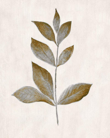 Bronze Leaf I White Modern Wood Framed Art Print with Double Matting by Tava Studios