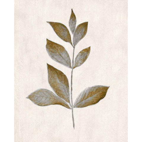 Bronze Leaf I White Modern Wood Framed Art Print by Tava Studios
