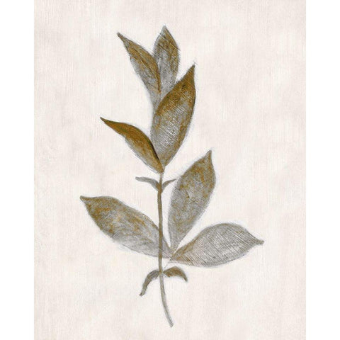 Bronze Leaf II Gold Ornate Wood Framed Art Print with Double Matting by Tava Studios