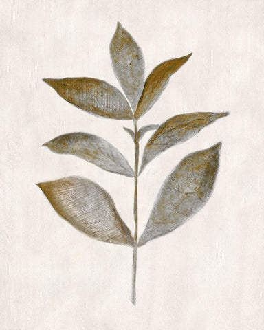 Bronze Leaf III Black Ornate Wood Framed Art Print with Double Matting by Tava Studios