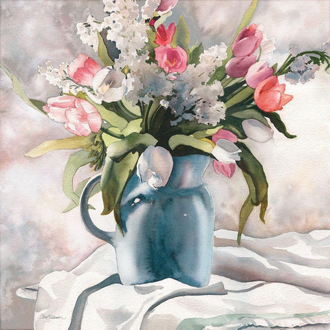 Tender Tulips White Modern Wood Framed Art Print by Robinson, Carol