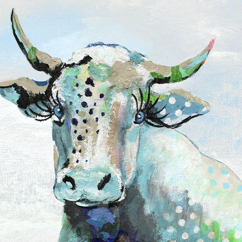 Blue Moood White Modern Wood Framed Art Print with Double Matting by Tava Studios