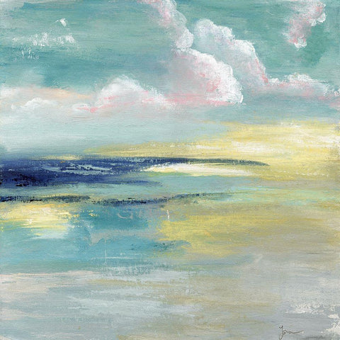 Ocean View White Modern Wood Framed Art Print by Tava Studios