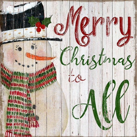 Merry Snowman White Modern Wood Framed Art Print with Double Matting by Tava Studios