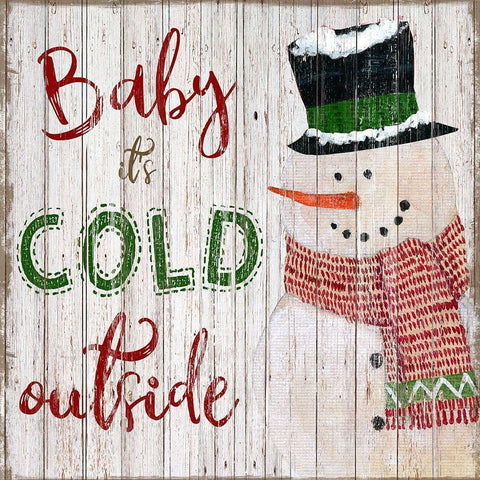 Baby Its Cold Snowman White Modern Wood Framed Art Print by Tava Studios