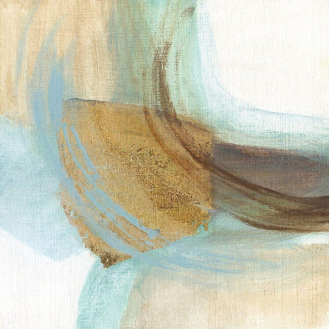 Blue Rythm I White Modern Wood Framed Art Print with Double Matting by Tava Studios