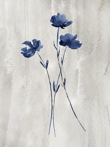 Indigo Botanical III White Modern Wood Framed Art Print with Double Matting by Knutsen, Conrad