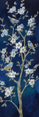 Indigo Spring II White Modern Wood Framed Art Print with Double Matting by Nan