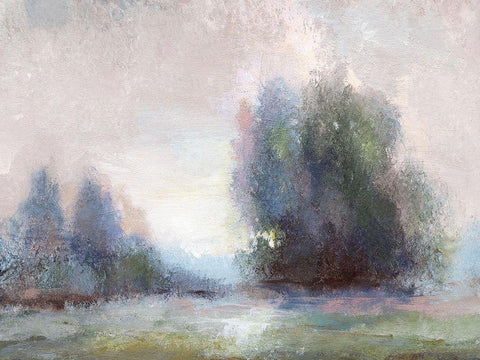 Lavender Spring White Modern Wood Framed Art Print with Double Matting by Nan