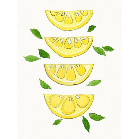 Lemon Slices Gold Ornate Wood Framed Art Print with Double Matting by Tava Studios