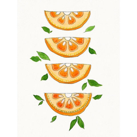 Orange Slices Black Modern Wood Framed Art Print with Double Matting by Tava Studios
