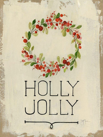 Holly Jolly White Modern Wood Framed Art Print with Double Matting by Tava Studios