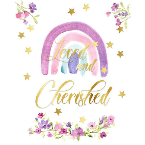 Love and Cherished Gold Ornate Wood Framed Art Print with Double Matting by Nan