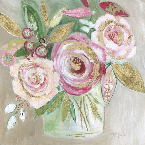 Pink Metallic Bling White Modern Wood Framed Art Print with Double Matting by Tava Studios