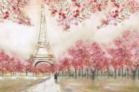 Spring In Paris White Modern Wood Framed Art Print with Double Matting by Tava Studios