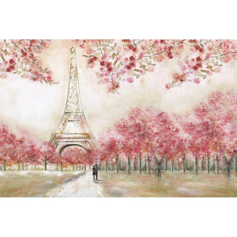 Spring In Paris Black Modern Wood Framed Art Print with Double Matting by Tava Studios