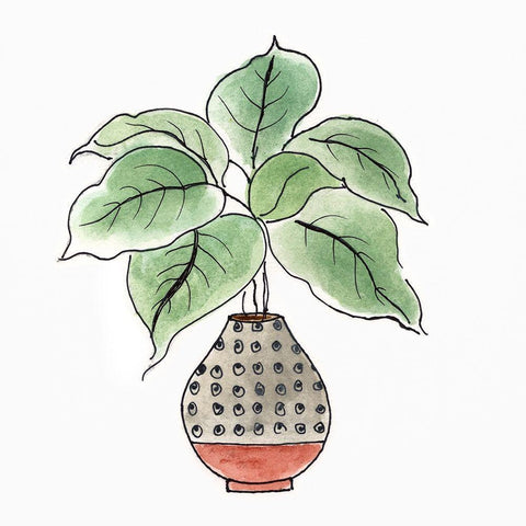 Boho Greenery I Black Modern Wood Framed Art Print with Double Matting by Tava Studios