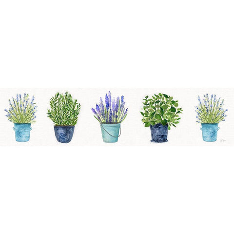 Herbs In A Row White Modern Wood Framed Art Print by Tava Studios