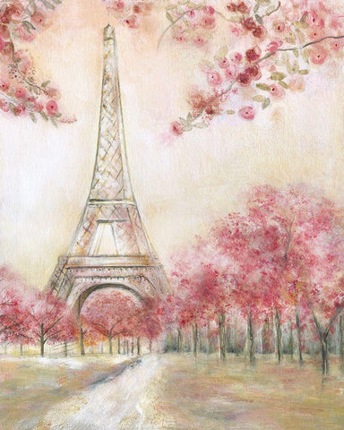 Paris Spring White Modern Wood Framed Art Print with Double Matting by Tava Studios