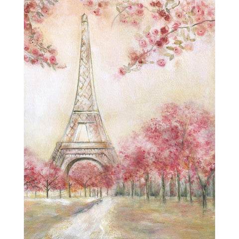 Paris Spring Black Modern Wood Framed Art Print by Tava Studios