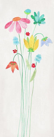 Whimsy Flowers I White Modern Wood Framed Art Print with Double Matting by Tava Studios