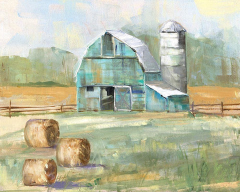 Country Sunrise White Modern Wood Framed Art Print with Double Matting by Swatland, Sally