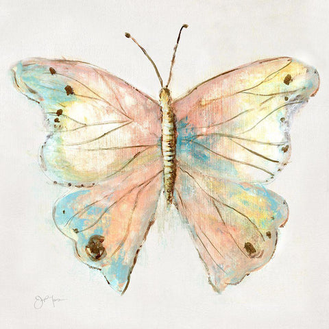 Artful Butterfly I White Modern Wood Framed Art Print with Double Matting by Tava Studios