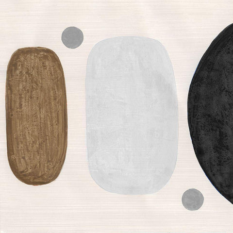 Neutral Stones II White Modern Wood Framed Art Print with Double Matting by Tava Studios