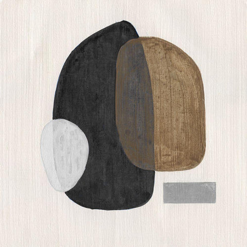 Neutral Stones III White Modern Wood Framed Art Print with Double Matting by Tava Studios