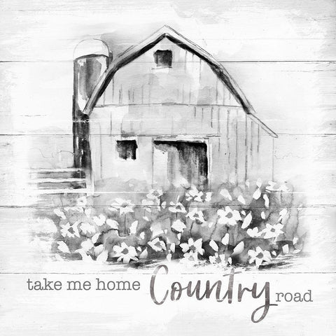 Country Road Black Ornate Wood Framed Art Print with Double Matting by Nan