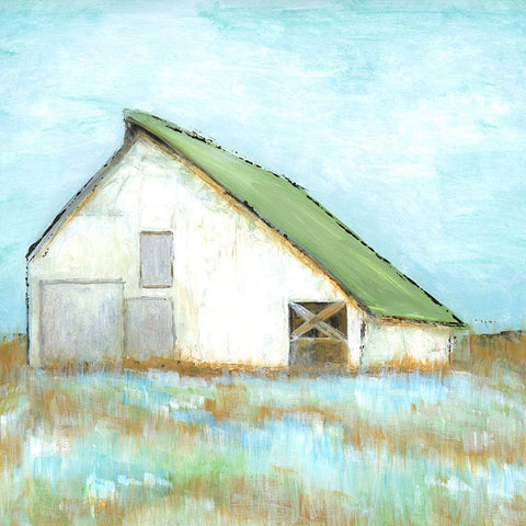 Quiet Pasture White Modern Wood Framed Art Print with Double Matting by Tava Studios