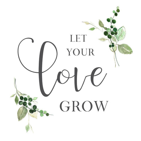 Let Your Love Grow White Modern Wood Framed Art Print with Double Matting by Tava Studios